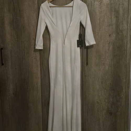 White dress with open back, new, size M