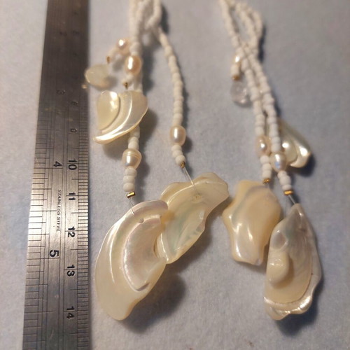 Shell earrings new, long 14cm, lightweight with iridescent shells