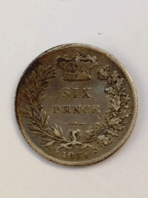 Silver sixpence coin Great Britain