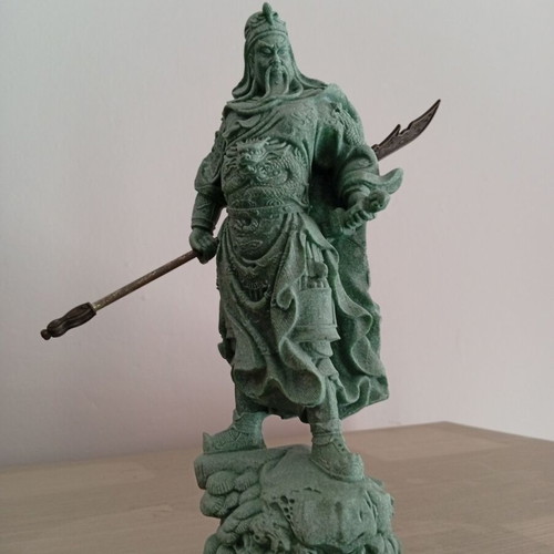Collectible Guan Yu Statue with Metal Guan Dao Weapon, New
