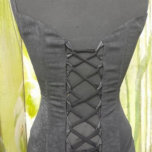 Corset refurbished, black, sizes S M, waist 68cm