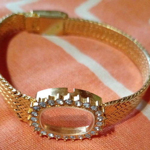 Luxury watch frame with crystals like new, gold plated