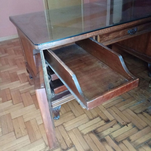 Antique Solid Wood Office Desk used with Marquetry Decoration