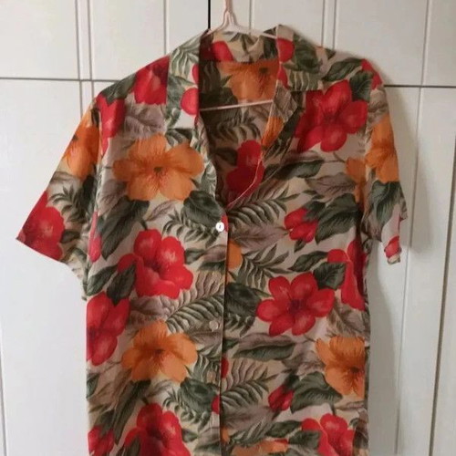 Vintage summer unisex shirt with flowers Small used