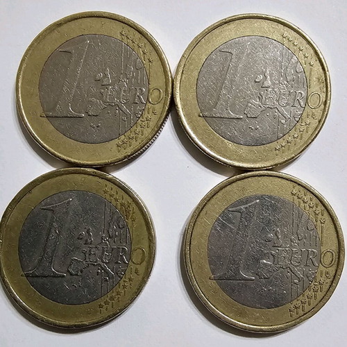 Coins used, 4 German 1 euro with mint error