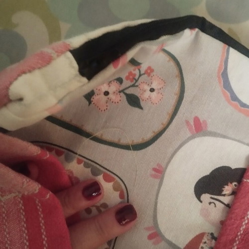 Handmade toiletry bag like new, colorful fabric