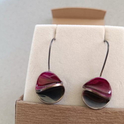 Handmade earrings new, pink and gray