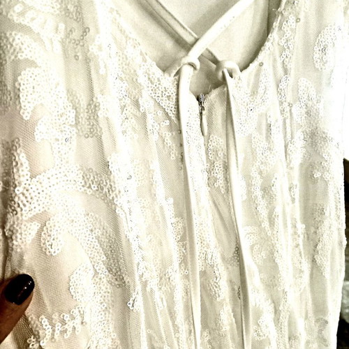 Mermaid wedding dress with thin straps, tulle and sewn sequins, like new