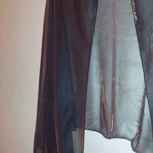 Dark brown scarf used with shimmer and fringes