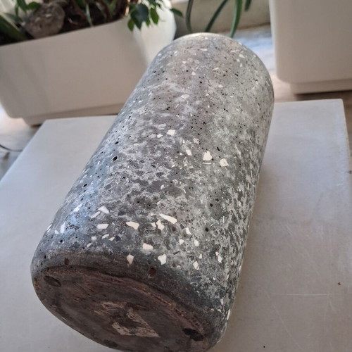Cement vase used, height 28 cm, diameter 13 cm