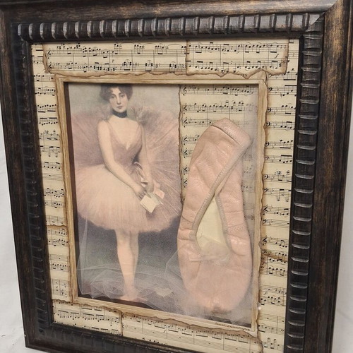 Panos Lainopoulos Mixed Media Artwork with Ballerina and Authentic Pointe Shoe like new