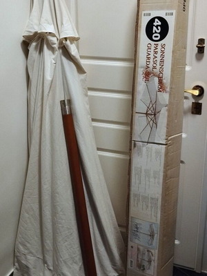 Wooden garden umbrella 3 x 2.5 meters new