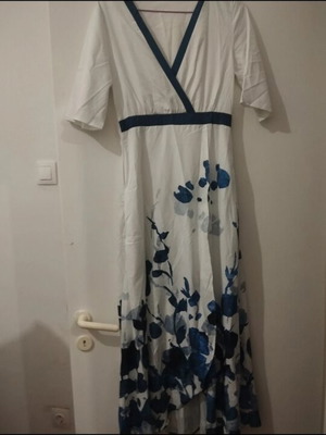 Maxi airy dress new, white and blue