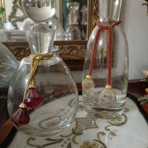 Glass decanters new, height 28 and 34 cm