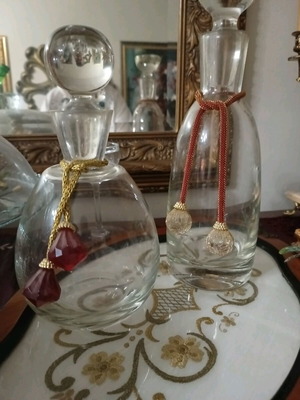 Glass decanters new, height 28 and 34 cm