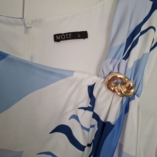 Motf dress like new, romantic, white and blue, size L