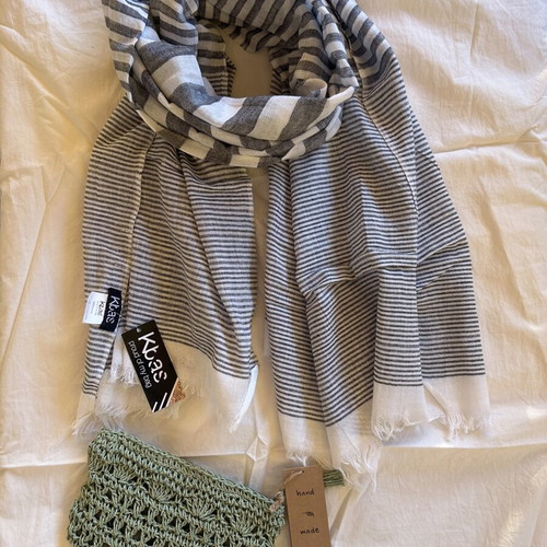 Kbas Handmade Crochet Toiletry Bag with Gift Scarf