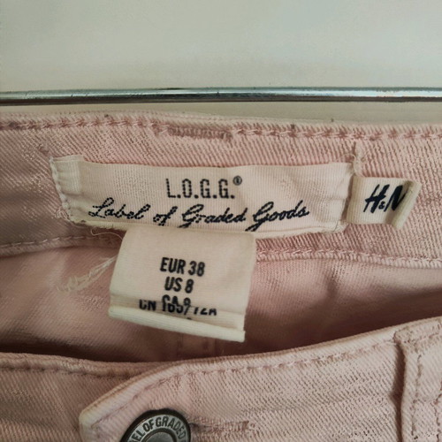 H&M L.O.G.G. Women's Skinny Jeans in Pastel Pink (Size EUR 38)
