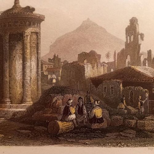 Lysicrates Monument engraving used from 1840 with frame