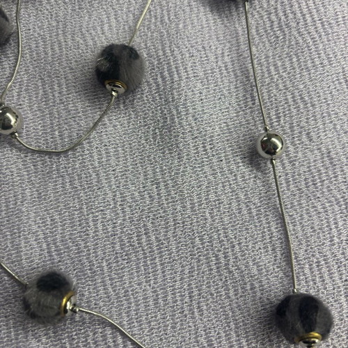 Long necklace with fuzzy balls like new
