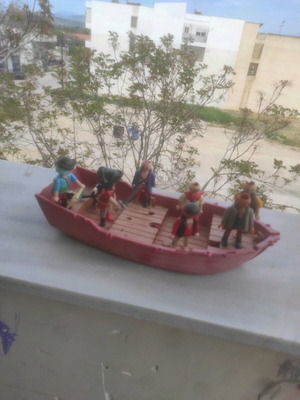 Playmobil ship with 8 figures used, good condition