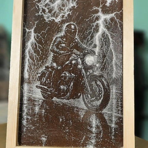 Laser Engraved Painting with Lacquered Wooden Frame New