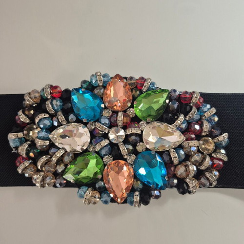 Belt with stones new, elastic, black and multicolored