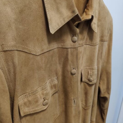 Vintage suede leather country coat camel color new