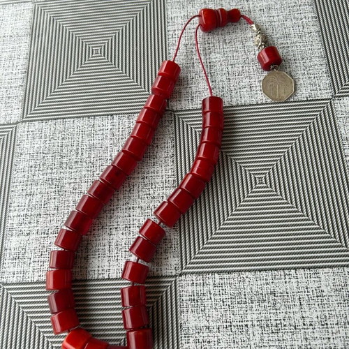 Mastic-Miski Kompoloi used with authentic red beads and old rod