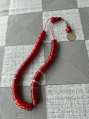 Mastic-Miski Kompoloi used with authentic red beads and old rod