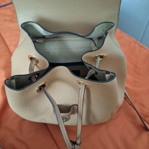 KEM drawstring backpack bag used, beige
