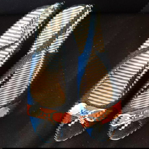 Γόβες peep toe τζιν με ψηλό τακούνι Νο40 μεταχειρισμένες