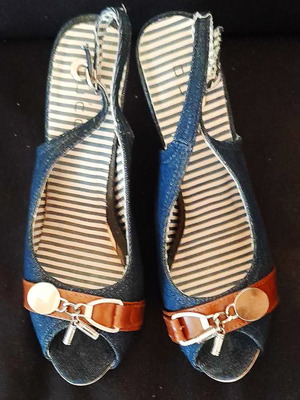 Γόβες peep toe τζιν με ψηλό τακούνι Νο40