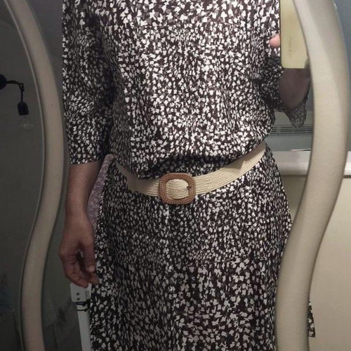 Midi dress with V neckline and brown and white floral new, size XL