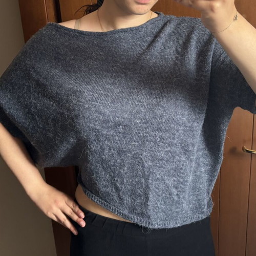 Sarah Lawrence knitted crop top used, gray anthracite, size S