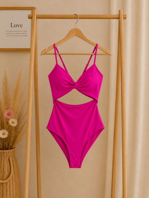 H&M one-piece trikini swimsuit like new, pink and purple, size S