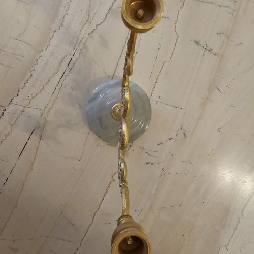 Candlestick like new, decorative metal and marble