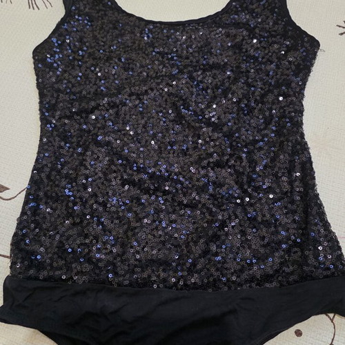 Black Sequin Scoop Neck Bodysuit like new