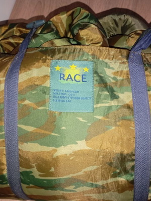 Sleeping bag Greek camouflage like new, brand RACE to -20°C