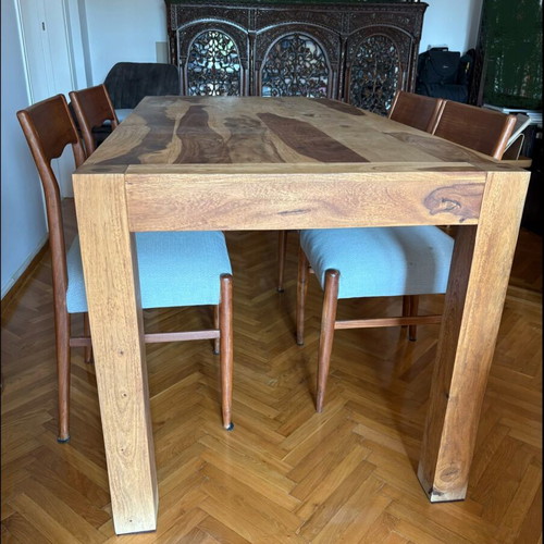 Solid wood dining table with 4 chairs