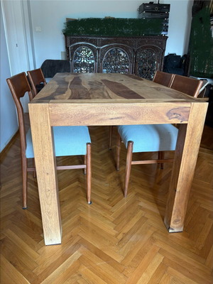 Solid wood dining table with 4 chairs