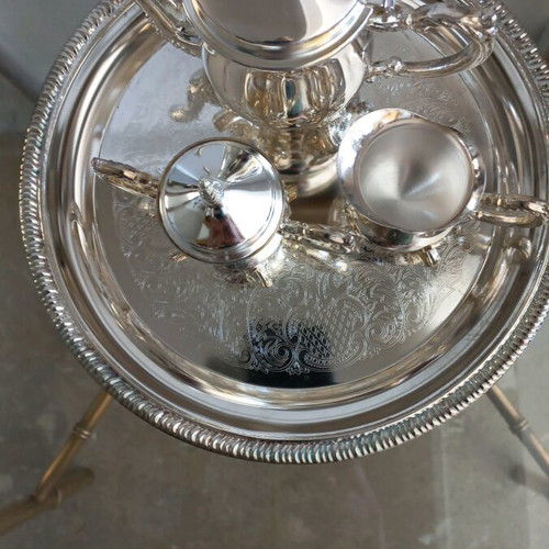 Silver-plated miniature tea set new in its box