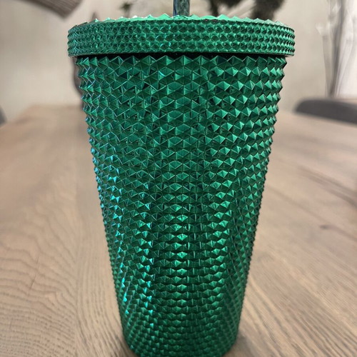 Starbucks Dark/Emerald Green Diamond Studded Cold Cup, 24 oz