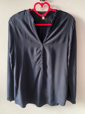 Espirit blouse 40 dark blue with white polka dots like new