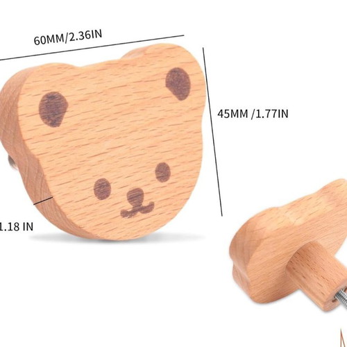Wooden cabinet and drawer knobs pack of 15, bear shape, new