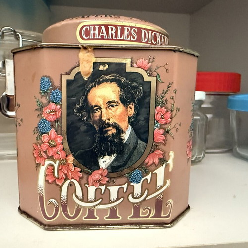 Vintage Charles Dickens Coffee Tin Canister used