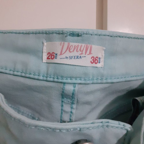 Turquoise denim pants new, size small