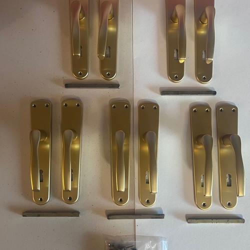 Hoppe Germany set of 5 door handles 75mm gold matte
