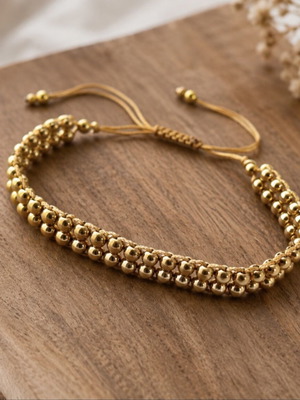 Woven bracelet with gold hematite adjustable, new