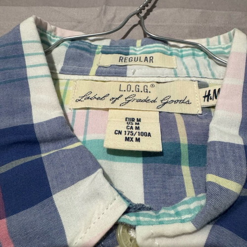 H&M L.O.G.G. Pastel Plaid Shirt Medium Like New
